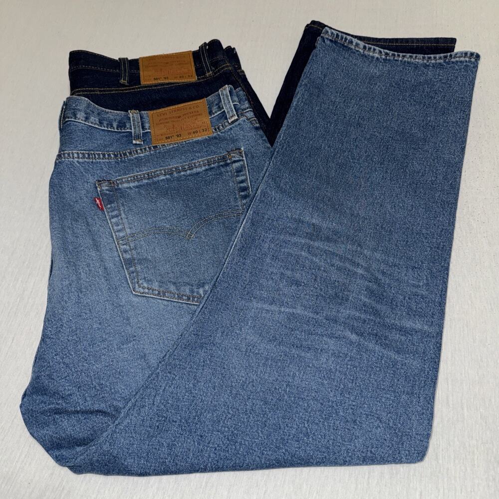 Levis 501 '93 Jeans 40x32 Blue Denim Button Fly Straight Leg Premium (Lot Of 2)